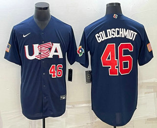 Mens USA Baseball #46 Paul Goldschmidt Number 2023 Navy World Baseball Classic Stitched Jerseys->2023 world baseball classic->MLB Jersey